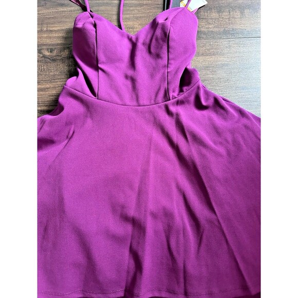 City Studios Women Juniors' Sweetheart-Neckline Fit & Flare Dress Purple 3/4 - Picture 5 of 9